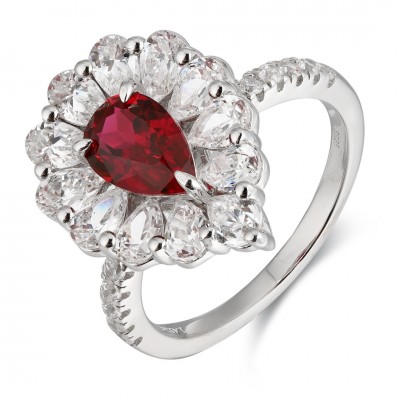 Ruif Jewelry Classic Design S925 Silver 1.455ct Lab Grown Ruby Ring Wedding Bands