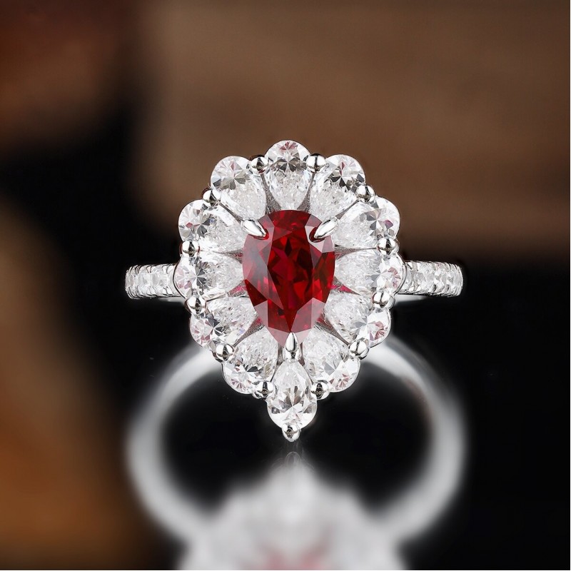Ruif Jewelry Classic Design S925 Silver 1.455ct Lab Grown Ruby Ring Wedding Bands