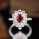 Ruif Jewelry Classic Design S925 Silver 1.455ct Lab Grown Ruby Ring Wedding Bands