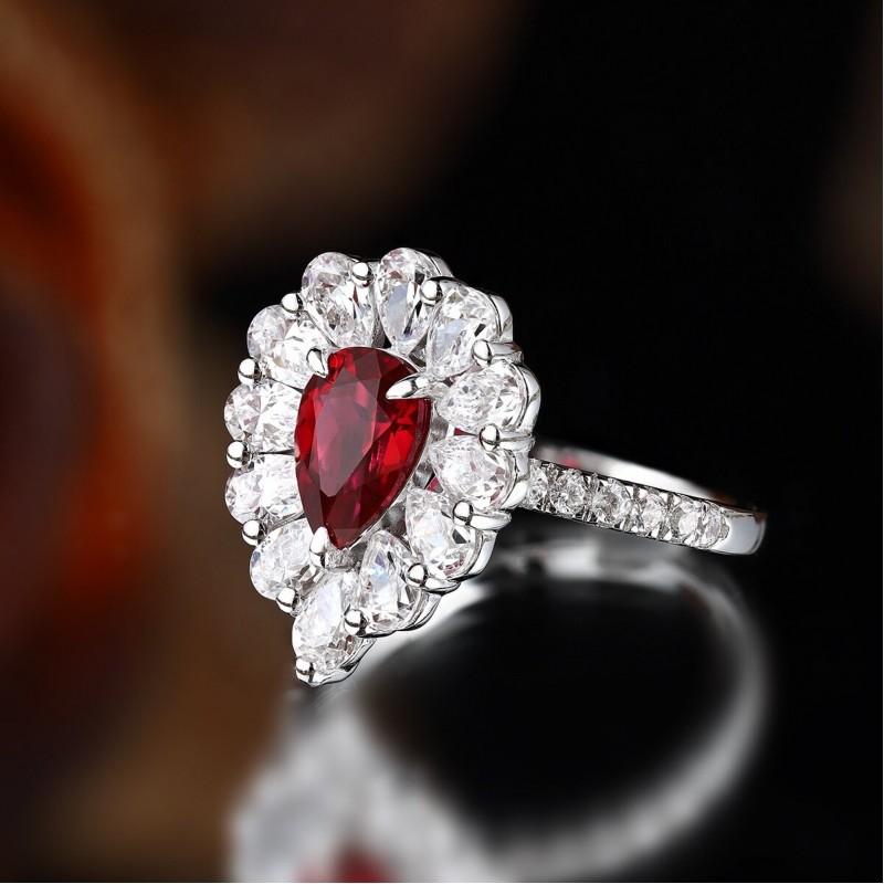 Ruif Jewelry Classic Design S925 Silver 1.455ct Lab Grown Ruby Ring Wedding Bands