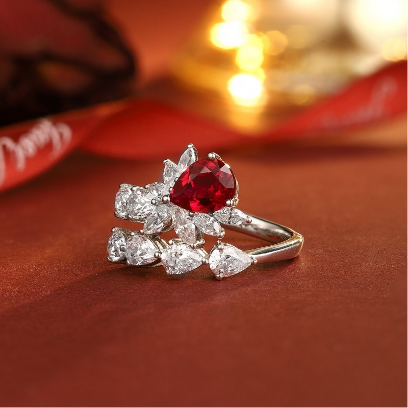 Ruif Jewelry Classic Design S925 Silver 1.59ct Lab Grown Ruby Ring Wedding Bands Ruif Jewelry Classic Design S925 Silver 1.59ct Lab Grown Ruby Ring Wedding Bands