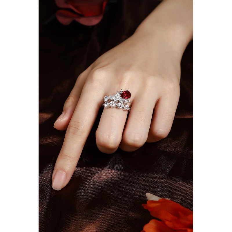 Ruif Jewelry Classic Design S925 Silver 1.59ct Lab Grown Ruby Ring Wedding Bands Ruif Jewelry Classic Design S925 Silver 1.59ct Lab Grown Ruby Ring Wedding Bands
