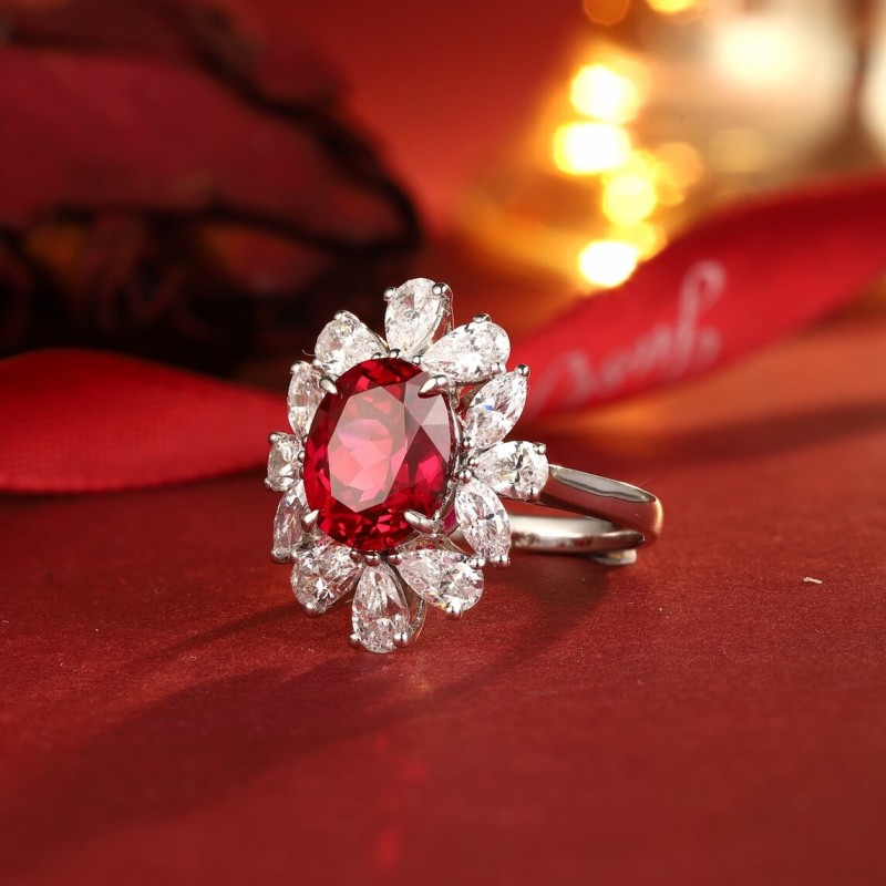 Ruif Jewelry Classic Design S925 Silver 3.84ct Lab Grown Ruby Ring Wedding Bands Ruif Jewelry Classic Design S925 Silver 3.84ct Lab Grown Ruby Ring Wedding Bands