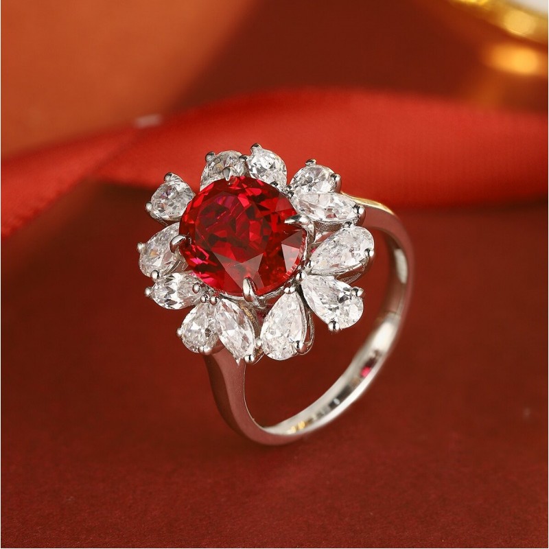 Ruif Jewelry Classic Design S925 Silver 3.84ct Lab Grown Ruby Ring Wedding Bands Ruif Jewelry Classic Design S925 Silver 3.84ct Lab Grown Ruby Ring Wedding Bands