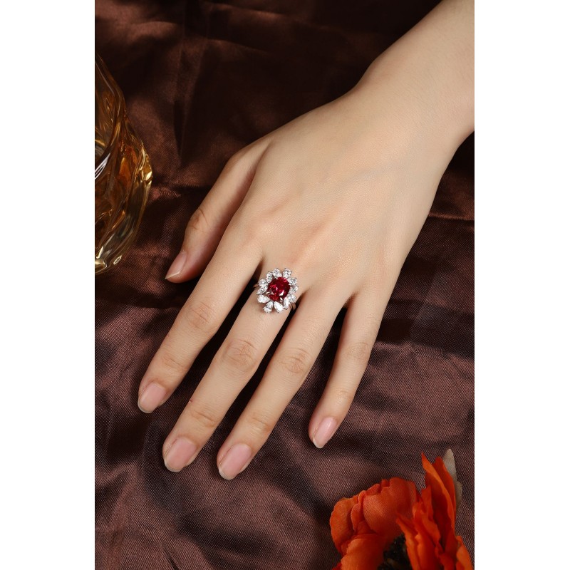 Ruif Jewelry Classic Design S925 Silver 3.84ct Lab Grown Ruby Ring Wedding Bands Ruif Jewelry Classic Design S925 Silver 3.84ct Lab Grown Ruby Ring Wedding Bands