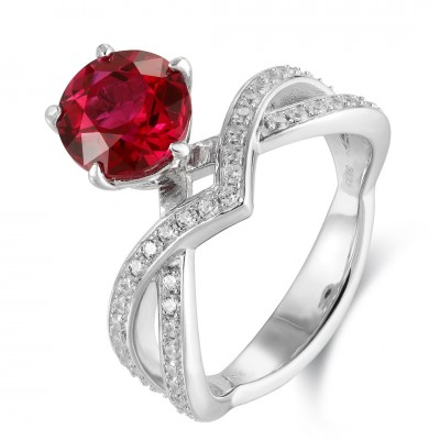 Ruif Jewelry Classic Design S925 Silver 2.895ct Lab Grown Ruby Ring Wedding Bands