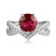 Ruif Jewelry Classic Design S925 Silver 2.895ct Lab Grown Ruby Ring Wedding Bands
