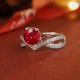 Ruif Jewelry Classic Design S925 Silver 2.895ct Lab Grown Ruby Ring Wedding Bands