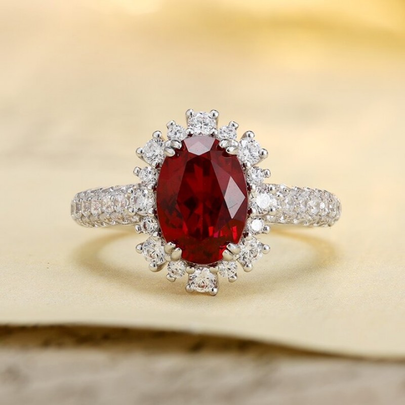 Ruif Jewelry Classic Design S925 Silver 3.16ct Lab Grown Ruby Ring Wedding Bands Ruif Jewelry Classic Design S925 Silver 3.16ct Lab Grown Ruby Ring Wedding Bands