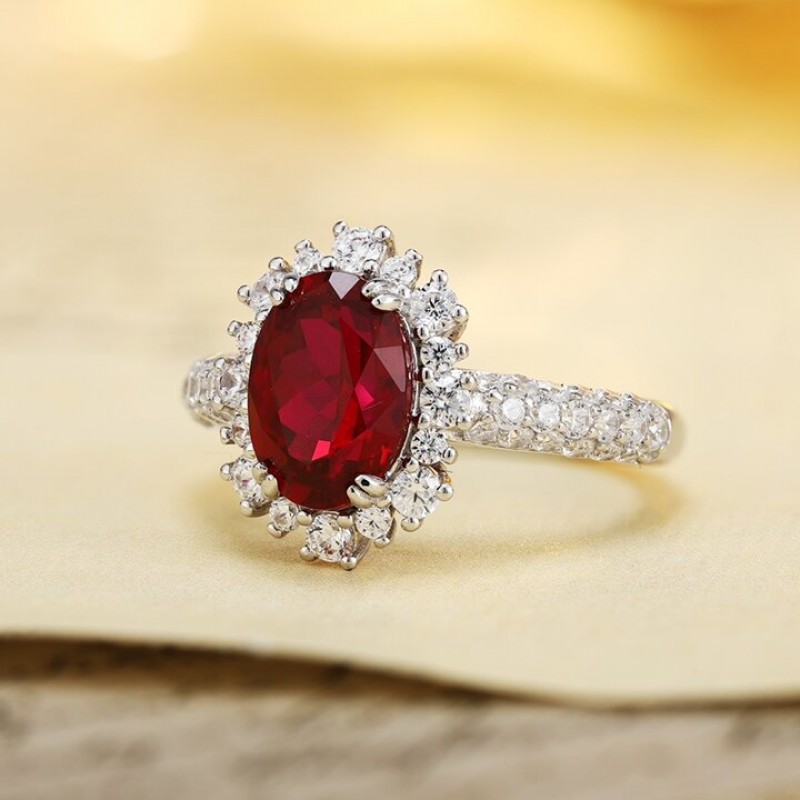 Ruif Jewelry Classic Design S925 Silver 3.16ct Lab Grown Ruby Ring Wedding Bands Ruif Jewelry Classic Design S925 Silver 3.16ct Lab Grown Ruby Ring Wedding Bands