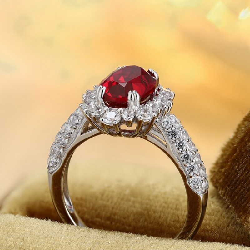 Ruif Jewelry Classic Design S925 Silver 3.16ct Lab Grown Ruby Ring Wedding Bands Ruif Jewelry Classic Design S925 Silver 3.16ct Lab Grown Ruby Ring Wedding Bands