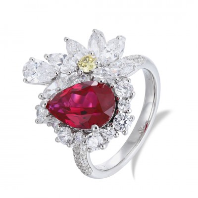 Ruif Jewelry Classic Design S925 Silver 4.81ct Lab Grown Ruby Ring Wedding Bands