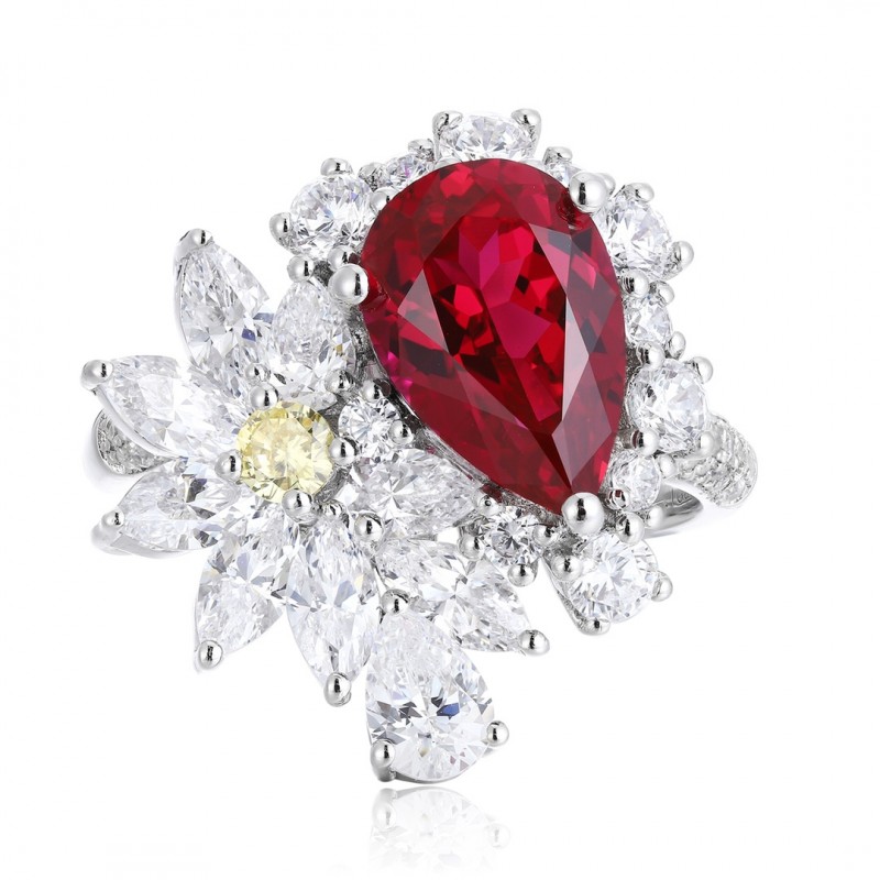 Ruif Jewelry Classic Design S925 Silver 4.81ct Lab Grown Ruby Ring Wedding Bands Ruif Jewelry Classic Design S925 Silver 4.81ct Lab Grown Ruby Ring Wedding Bands