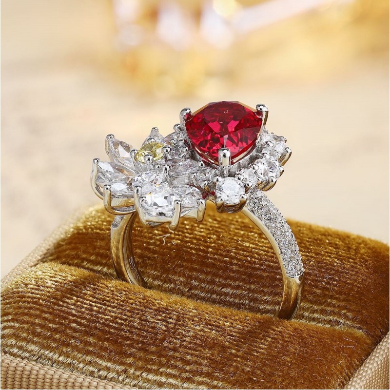 Ruif Jewelry Classic Design S925 Silver 4.81ct Lab Grown Ruby Ring Wedding Bands Ruif Jewelry Classic Design S925 Silver 4.81ct Lab Grown Ruby Ring Wedding Bands