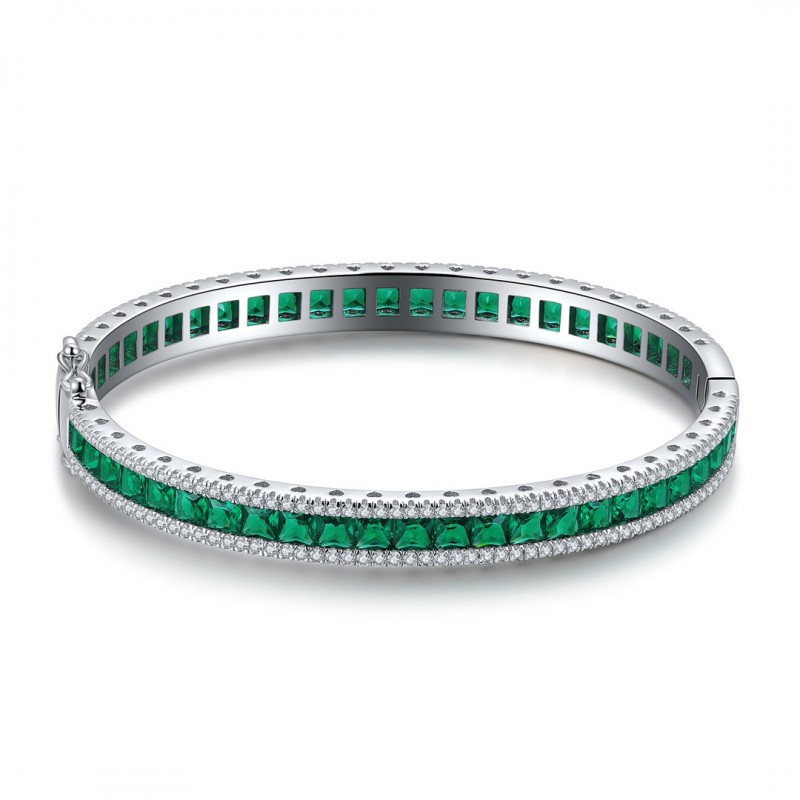 Ruif Jewelry Classic Design S925 Silver Synthetic Emerald Lab Sapphire/Ruby Bracelet Princess Cut Gemstone Jewelry Ruif Jewelry Classic Design S925 Silver Synthetic Emerald Lab Sapphire/Ruby Bracelet Princess Cut Gemstone Jewelry
