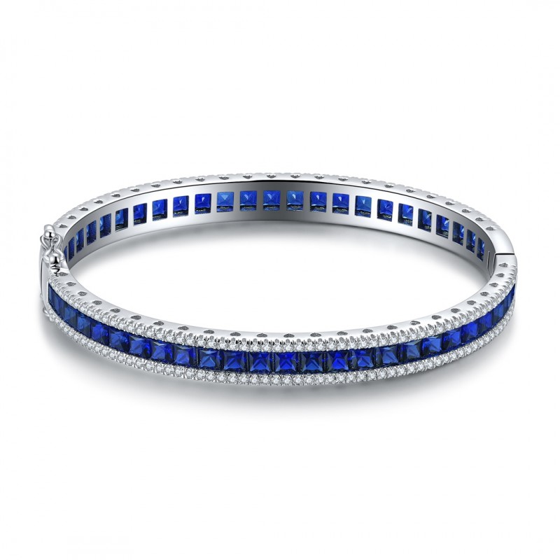 Ruif Jewelry Classic Design S925 Silver Synthetic Emerald Lab Sapphire/Ruby Bracelet Princess Cut Gemstone Jewelry Ruif Jewelry Classic Design S925 Silver Synthetic Emerald Lab Sapphire/Ruby Bracelet Princess Cut Gemstone Jewelry
