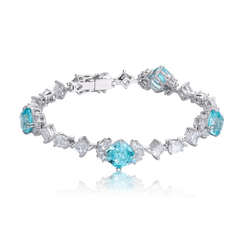 Ruif Jewelry Classic Design S925 Silver 16.72ct Lab Grown Paraiba Sapphire Bracelet Gemstone Jewelry Ruif Jewelry Classic Design S925 Silver 16.72ct Lab Grown Paraiba Sapphire Bracelet Gemstone Jewelry