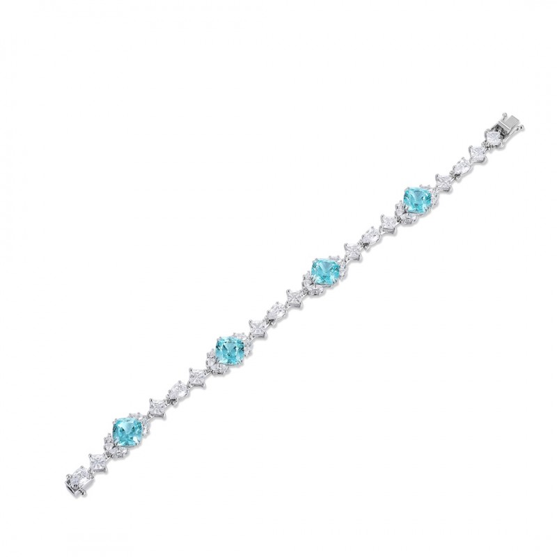 Ruif Jewelry Classic Design S925 Silver 16.72ct Lab Grown Paraiba Sapphire Bracelet Gemstone Jewelry Ruif Jewelry Classic Design S925 Silver 16.72ct Lab Grown Paraiba Sapphire Bracelet Gemstone Jewelry