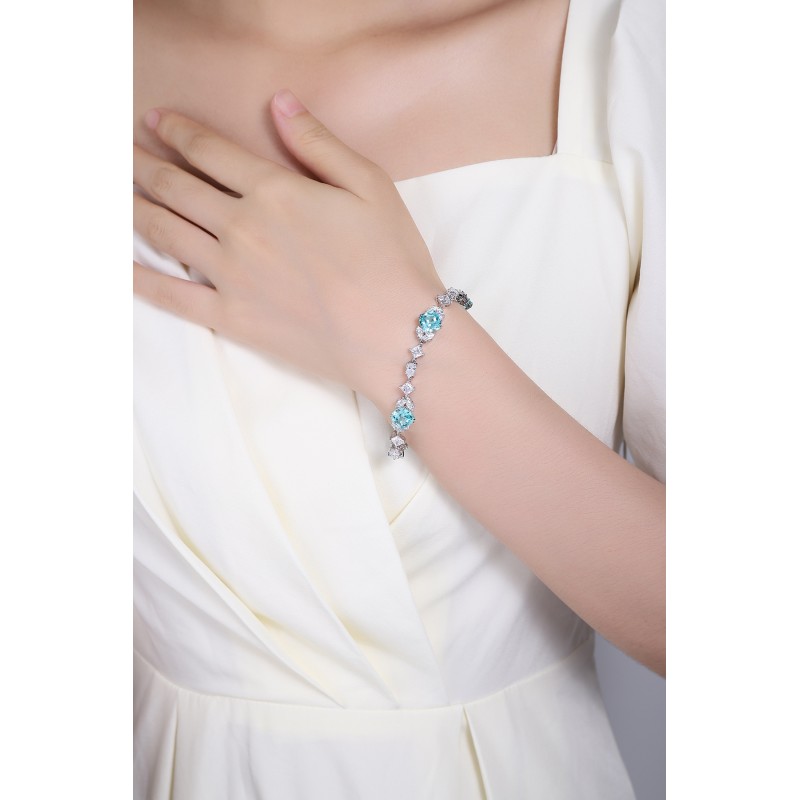 Ruif Jewelry Classic Design S925 Silver 16.72ct Lab Grown Paraiba Sapphire Bracelet Gemstone Jewelry Ruif Jewelry Classic Design S925 Silver 16.72ct Lab Grown Paraiba Sapphire Bracelet Gemstone Jewelry