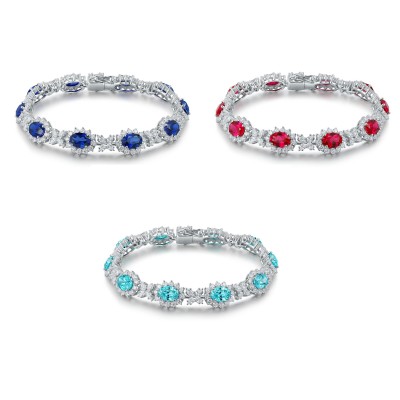 Ruif Jewelry Classic Design S925 Silver 12.01ct Lab Grown Sapphire And Ruby Bracelet Gemstone Jewelry