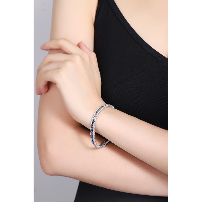 Ruif Jewelry Classic Design S925 Silver 7.154ct Lab Grown Sapphire Bracelet Rainbow Color Round Shape Gemstone Jewelry Ruif Jewelry Classic Design S925 Silver 7.154ct Lab Grown Sapphire Bracelet Rainbow Color Round Shape Gemstone Jewelry