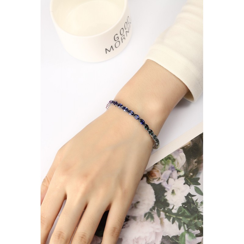 Ruif Jewelry Classic Design Oval Shape S925 Silver 18.4ct Lab Grown Sapphire Bracelet Rainbow Color Gemstone Jewelry Ruif Jewelry Classic Design Oval Shape S925 Silver 18.4ct Lab Grown Sapphire Bracelet Rainbow Color Gemstone Jewelry