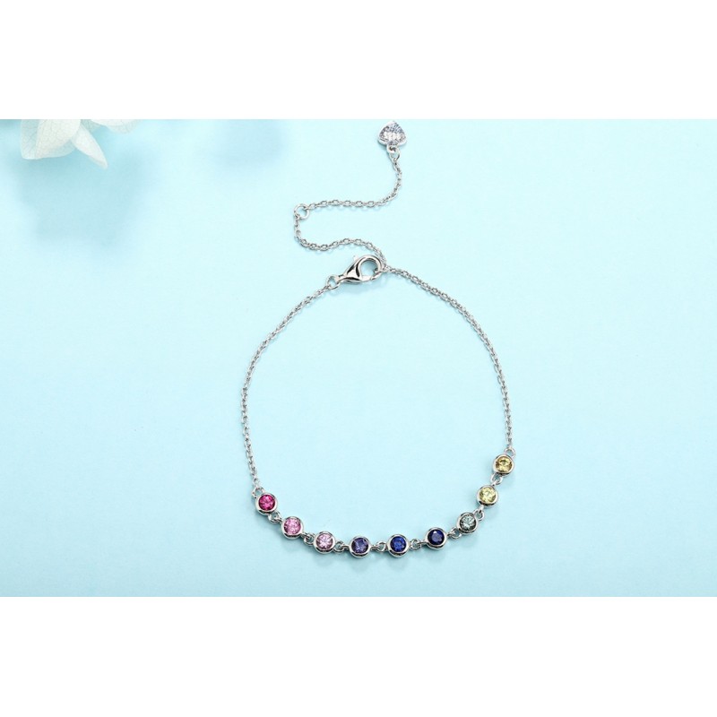 Ruif Jewelry Classic Design Round Shape S925 Silver 1.35ct Lab Grown Sapphire Bracelet Rainbow Color Gemstone Jewelry Ruif Jewelry Classic Design Round Shape S925 Silver 1.35ct Lab Grown Sapphire Bracelet Rainbow Color Gemstone Jewelry