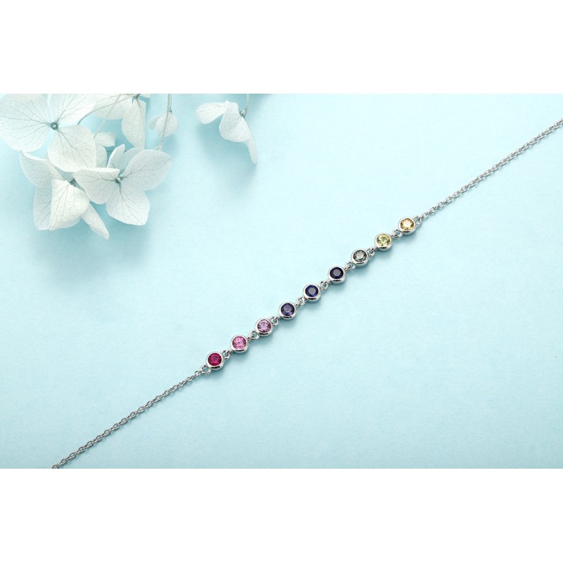 Ruif Jewelry Classic Design Round Shape S925 Silver 1.35ct Lab Grown Sapphire Bracelet Rainbow Color Gemstone Jewelry Ruif Jewelry Classic Design Round Shape S925 Silver 1.35ct Lab Grown Sapphire Bracelet Rainbow Color Gemstone Jewelry