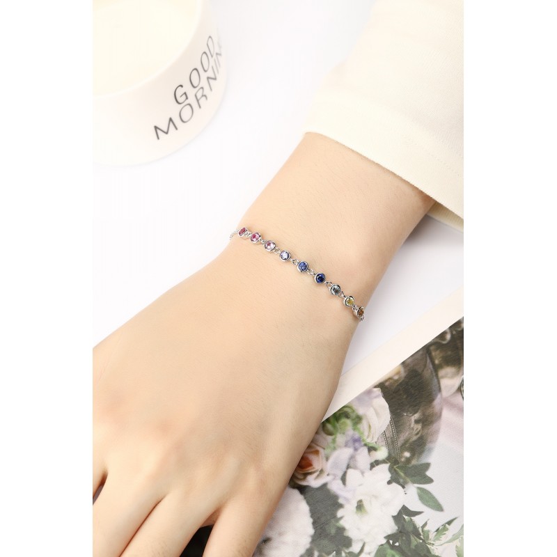 Ruif Jewelry Classic Design Round Shape S925 Silver 1.35ct Lab Grown Sapphire Bracelet Rainbow Color Gemstone Jewelry Ruif Jewelry Classic Design Round Shape S925 Silver 1.35ct Lab Grown Sapphire Bracelet Rainbow Color Gemstone Jewelry