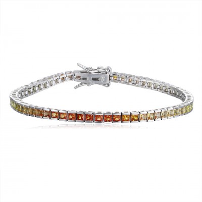 Ruif Jewelry Classic Design S925 Silver 4.32ct Lab Grown Sapphire Bracelet Gradient Yellow Color Princess Cut Gemstone Jewelry