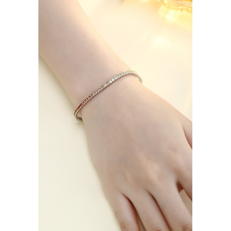 Ruif Jewelry Classic Design S925 Silver 4.32ct Lab Grown Sapphire Bracelet Gradient Yellow Color Princess Cut Gemstone Jewelry Ruif Jewelry Classic Design S925 Silver 4.32ct Lab Grown Sapphire Bracelet Gradient Yellow Color Princess Cut Gemstone Jewelry