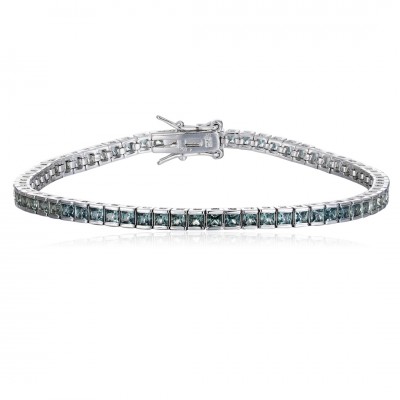 Ruif Jewelry Classic Design S925 Silver 4.32ct Lab Grown Sapphire Bracelet Gradient Green Color Princess Cut Gemstone Jewelry