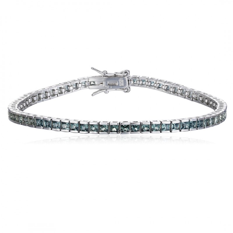 Ruif Jewelry Classic Design S925 Silver 4.32ct Lab Grown Sapphire Bracelet Gradient Green Color Princess Cut Gemstone Jewelry Ruif Jewelry Classic Design S925 Silver 4.32ct Lab Grown Sapphire Bracelet Gradient Green Color Princess Cut Gemstone Jewelry