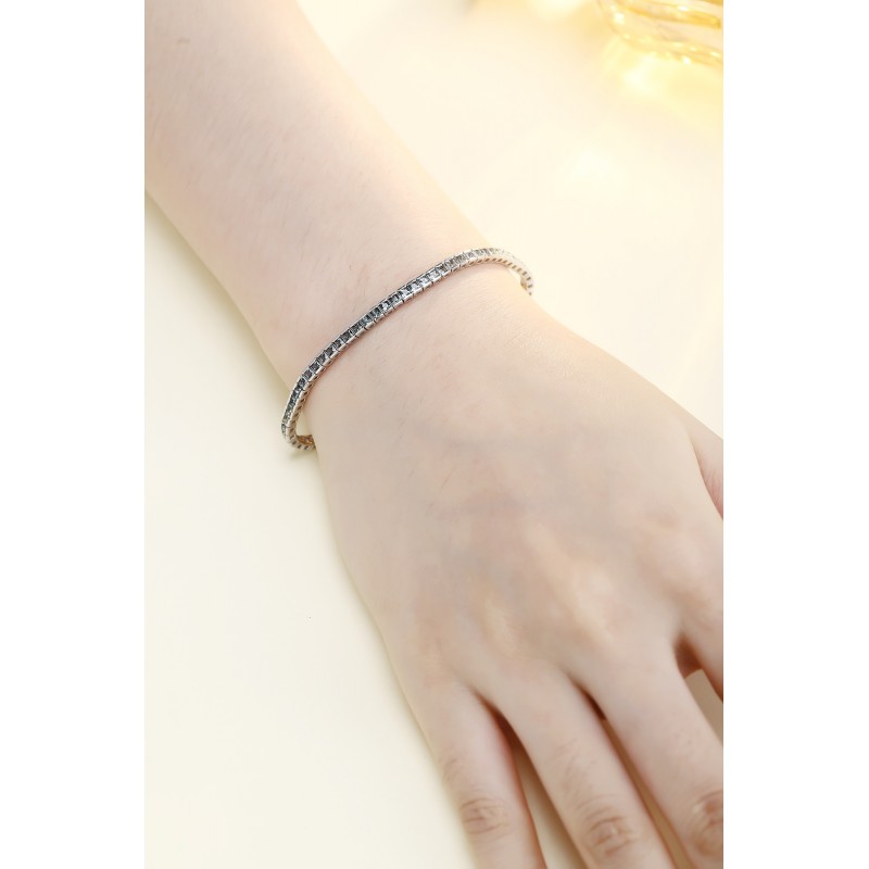 Ruif Jewelry Classic Design S925 Silver 4.32ct Lab Grown Sapphire Bracelet Gradient Green Color Princess Cut Gemstone Jewelry Ruif Jewelry Classic Design S925 Silver 4.32ct Lab Grown Sapphire Bracelet Gradient Green Color Princess Cut Gemstone Jewelry