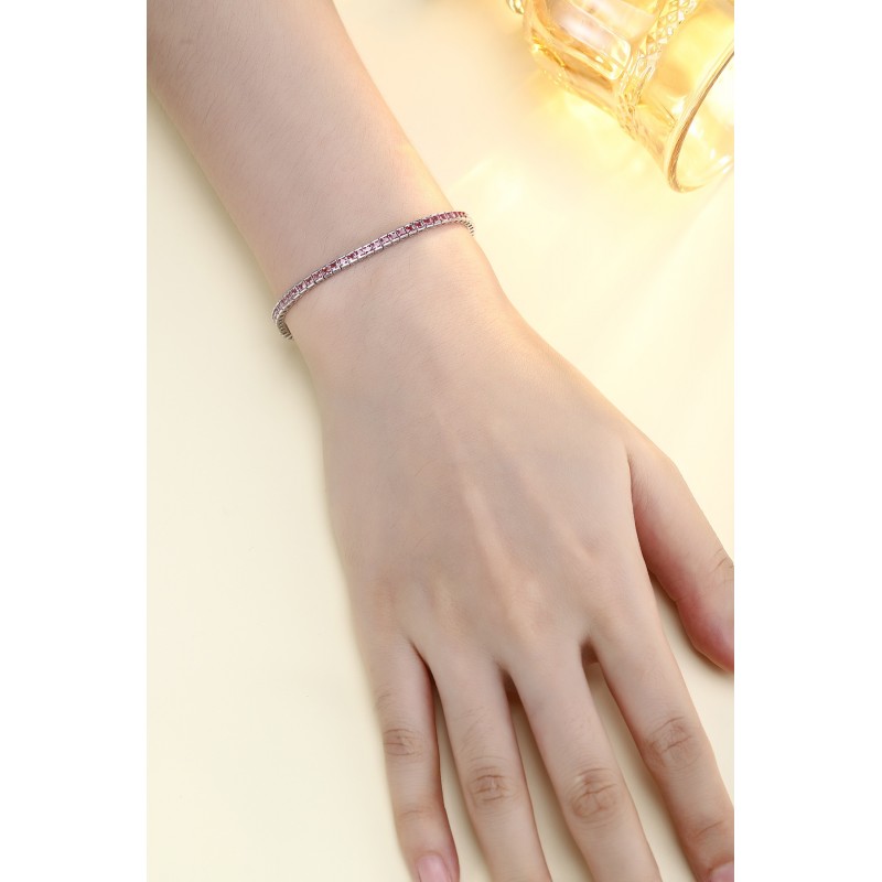 Ruif Jewelry Classic Design S925 Silver 4.32ct Lab Grown Sapphire Bracelet Gradient Papalacha Color Princess Cut Gemstone Jewelry
