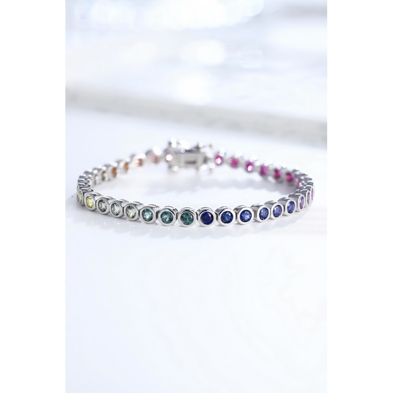 Ruif Jewelry Classic Design S925 Silver 5.55ct Lab Grown Sapphire Bracelet Rainbow Color  Gemstone Jewelry