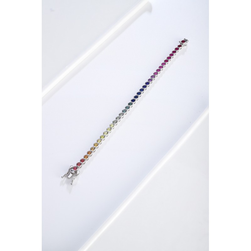 Ruif Jewelry Classic Design S925 Silver 5.55ct Lab Grown Sapphire Bracelet Rainbow Color  Gemstone Jewelry