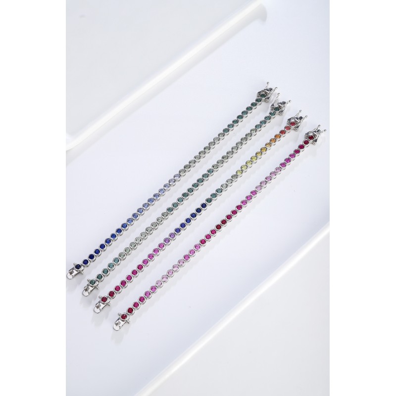 Ruif Jewelry Classic Design S925 Silver 5.55ct Lab Grown Sapphire Bracelet Rainbow Color  Gemstone Jewelry