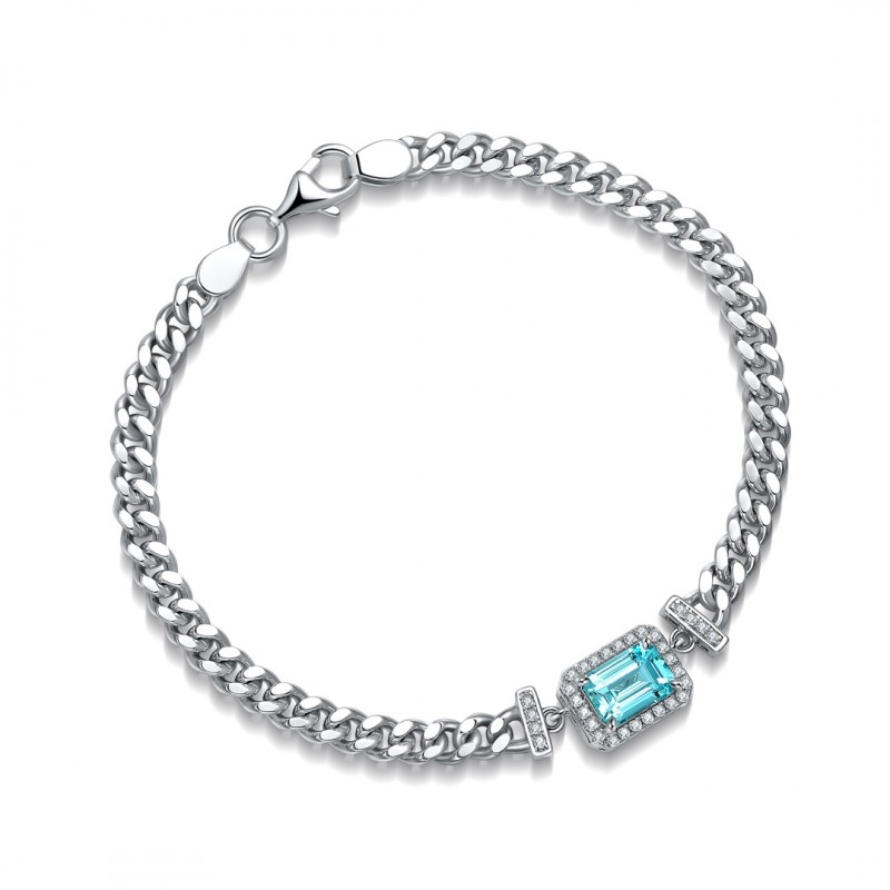Ruif Jewelry Classic Design S925 Silver 1.51ct Lab Grown Paraiba Sapphire Bracelet Gemstone Jewelry Wedding Party Ruif Jewelry Classic Design S925 Silver 1.51ct Lab Grown Paraiba Sapphire Bracelet Gemstone Jewelry Wedding Party