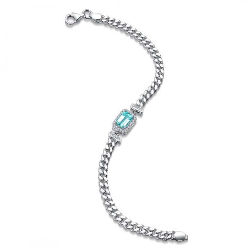 Ruif Jewelry Classic Design S925 Silver 1.51ct Lab Grown Paraiba Sapphire Bracelet Gemstone Jewelry Wedding Party Ruif Jewelry Classic Design S925 Silver 1.51ct Lab Grown Paraiba Sapphire Bracelet Gemstone Jewelry Wedding Party