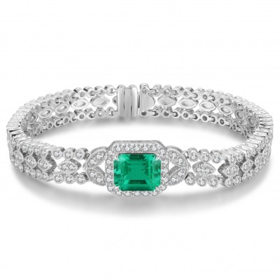 Ruif Jewelry Classic Design Green S925 Silver 2.84ct Lab Grown Emerald Bracelet Gemstone Jewelry