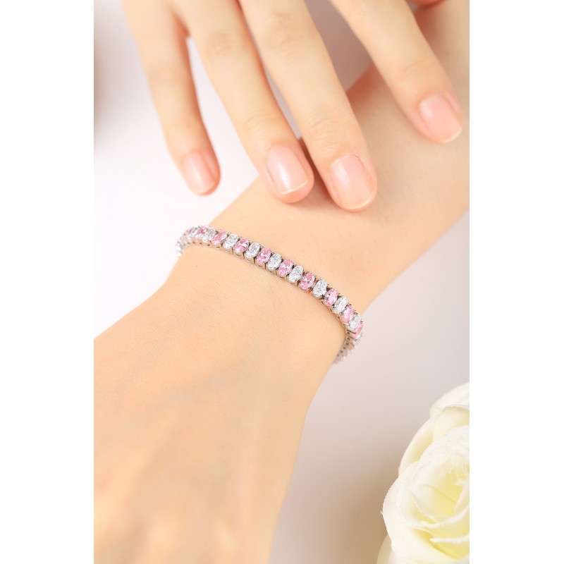 Ruif Jewelry Classic Design S925 Silver 18.62ct Pink/Yellow Color Simulated Diamond Bracelet Wedding Bands Ruif Jewelry Classic Design S925 Silver 18.62ct Pink/Yellow Color Simulated Diamond Bracelet Wedding Bands