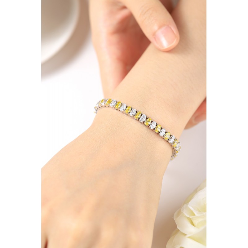 Ruif Jewelry Classic Design S925 Silver 18.62ct Pink/Yellow Color Simulated Diamond Bracelet Wedding Bands Ruif Jewelry Classic Design S925 Silver 18.62ct Pink/Yellow Color Simulated Diamond Bracelet Wedding Bands