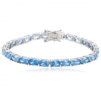 Ruif Jewelry Classic Design S925 Silver Blue Color Simulated Diamond Bracelet Wedding Bands