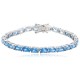 Ruif Jewelry Classic Design S925 Silver Blue Color Simulated Diamond Bracelet Wedding Bands