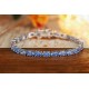 Ruif Jewelry Classic Design S925 Silver Blue Color Simulated Diamond Bracelet Wedding Bands