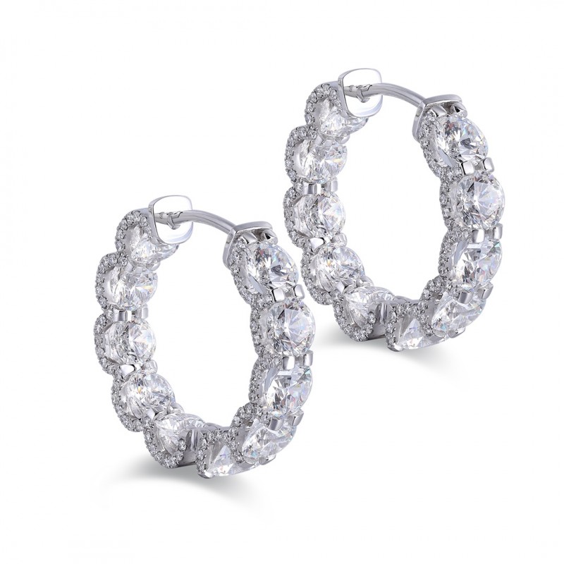 Ruif Jewelry Classic Design 9K White Gold 14.4ct White Color Simulated Diamond Earrings Gemstone Jewelry Ruif Jewelry Classic Design 9K White Gold 14.4ct White Color Simulated Diamond Earrings Gemstone Jewelry