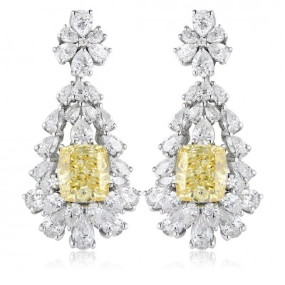 Ruif Jewelry Classic Design S925 Silver 4ct Yellow Color Simulated Diamond Earrings Cubic Zircon Earrings Gemstone Jewelry