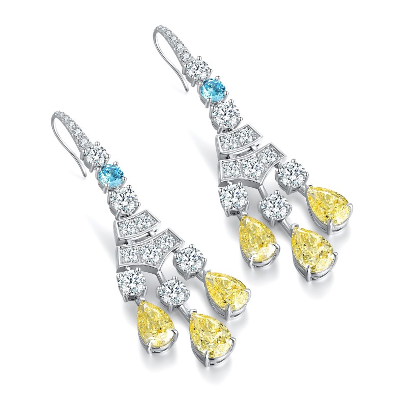 Ruif Jewelry Classic Design S925 Silver 9.16ct Yellow Simulated Diamond Earrings Cubic Zircon Earrings Gemstone Jewelry Ruif Jewelry Classic Design S925 Silver 9.16ct Yellow Simulated Diamond Earrings Cubic Zircon Earrings Gemstone Jewelry