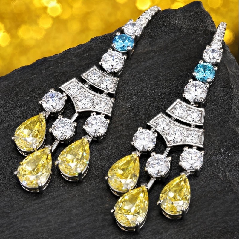 Ruif Jewelry Classic Design S925 Silver 9.16ct Yellow Cubic Zircon Earrings Gemstone Jewelry